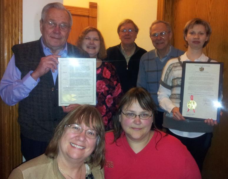 March was CGFM Month! At the March lunch meeting, we gathered together all the CGFMs in attendance for a photo with the proclamations signed by Governor Walker and Mayor Soglin. Pictured left to right: Back row: Allen Vick, CGFM-Retired, Joanne Schultz, CGFM, Edward Tuecke, CGFM, David Mellem, CGFM, Julia Lengyel, CGFM candidate* Front row: Mary Laufenberg, CGFM, Sherri Voigt, CGFM *has passed all 3 parts of the exam and is completing the work experience requirement